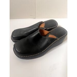 Born Y2K Chunky Slides Black Leather Size 8